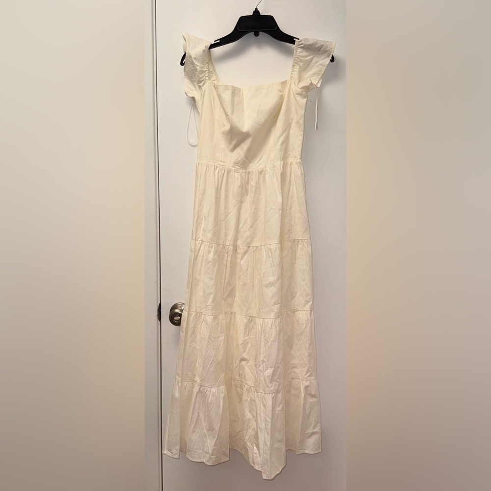 NWOT Reformation Derek Off The Shoulder Tiered Midi white Dress sz 6 - Picture 5 of 8